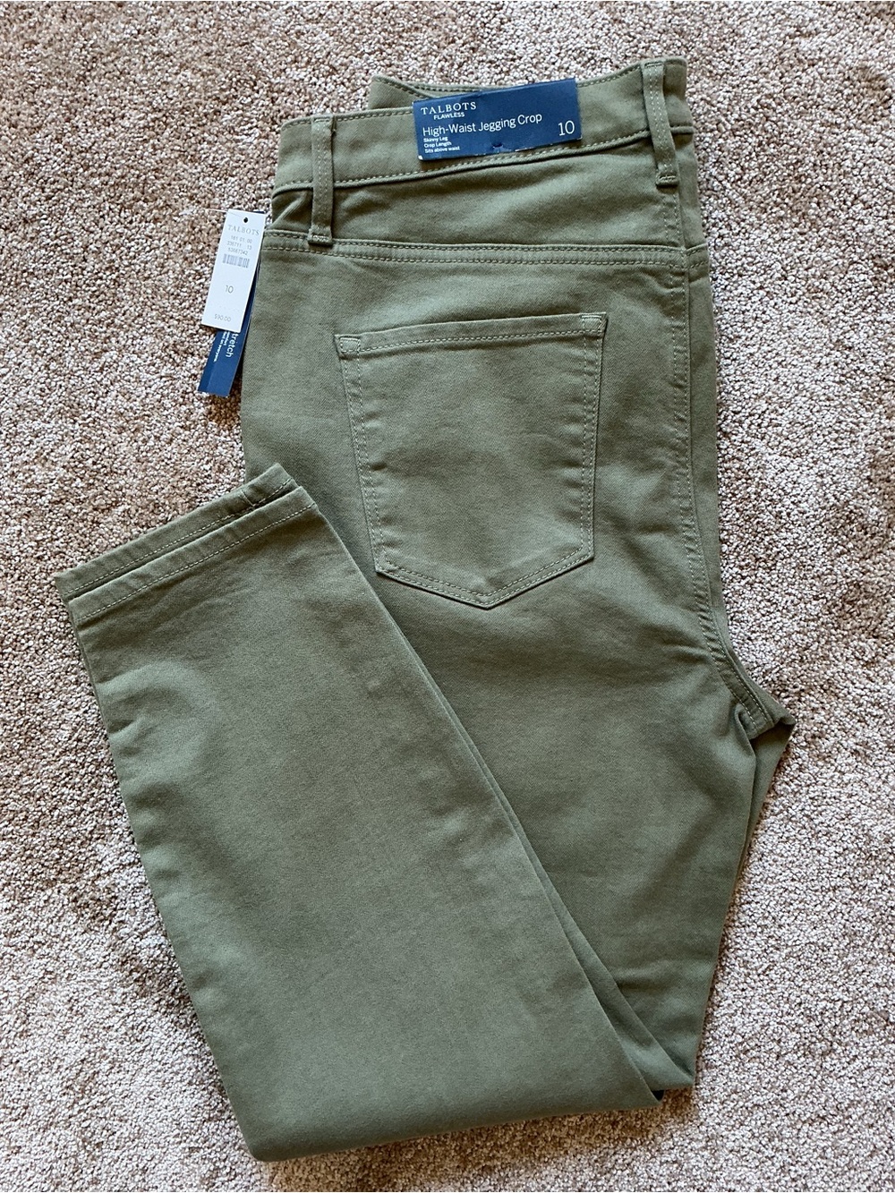 Talbots Flawless High Waist Cropped Jegging Olive Green $90 NWT 10 - Picture 2 of 6